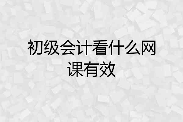 初级会计看什么网课有效
