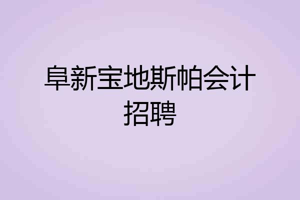 阜新宝地斯帕会计招聘