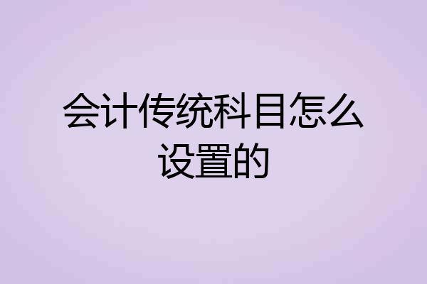 会计传统科目怎么设置的