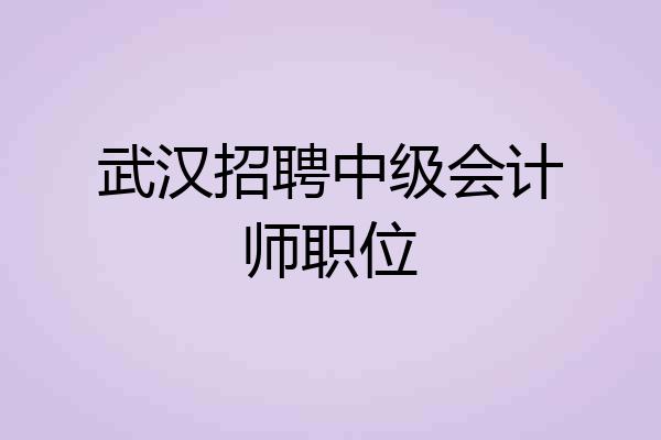 武汉招聘中级会计师职位