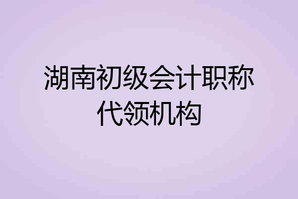 湖南初级会计职称代领机构