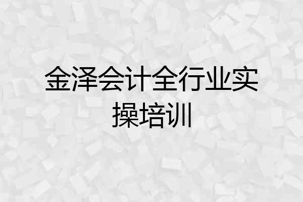 金泽会计全行业实操培训