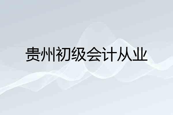 贵州初级会计从业