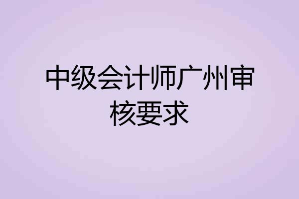 中级会计师广州审核要求