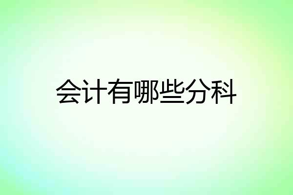 会计有哪些分科