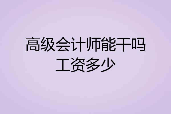 高级会计师能干吗工资多少