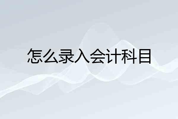 怎么录入会计科目