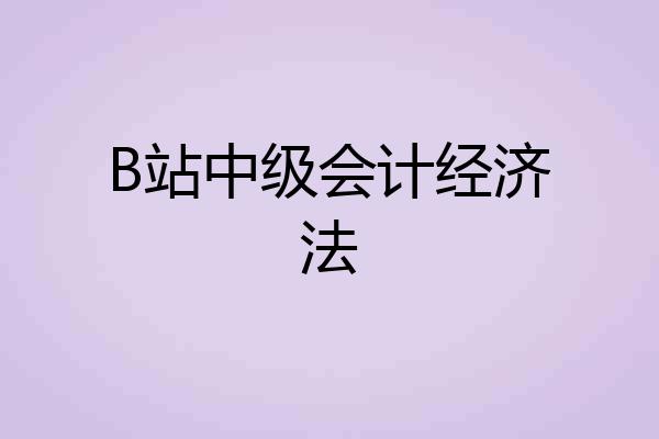 B站中级会计经济法