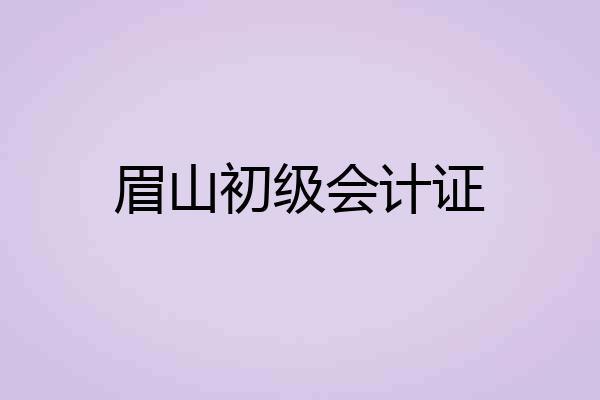 眉山初级会计证
