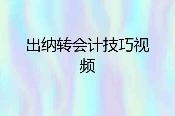 出纳转会计技巧视频