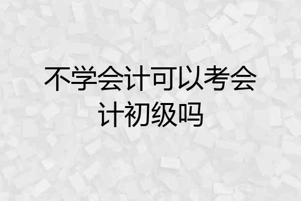 不学会计可以考会计初级吗