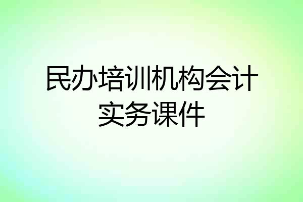 民办培训机构会计实务课件