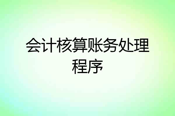 会计核算账务处理程序