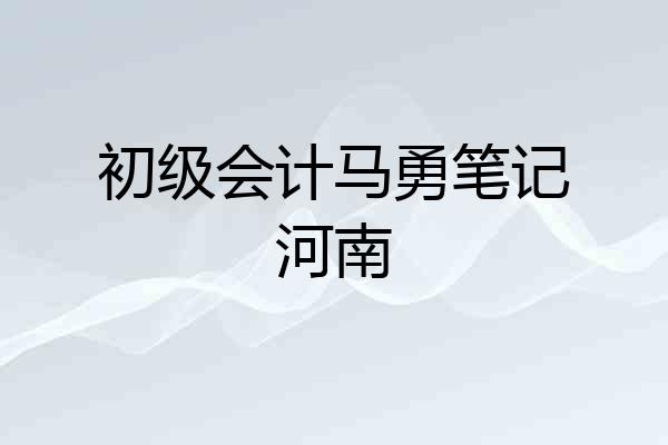 初级会计马勇笔记河南