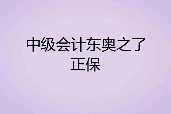 中级会计东奥之了正保