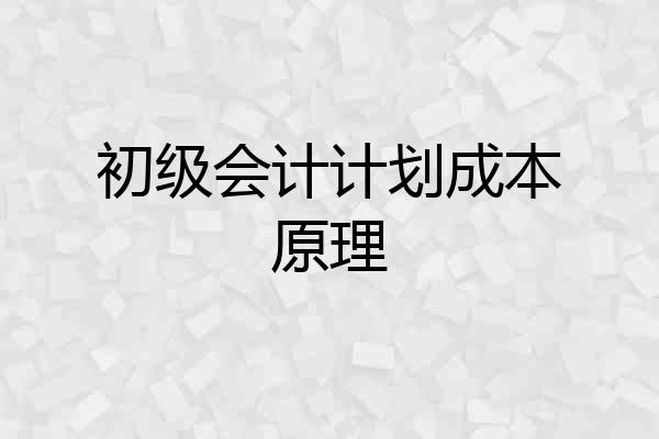 初级会计计划成本原理