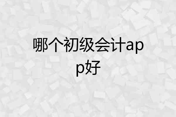 哪个初级会计app好