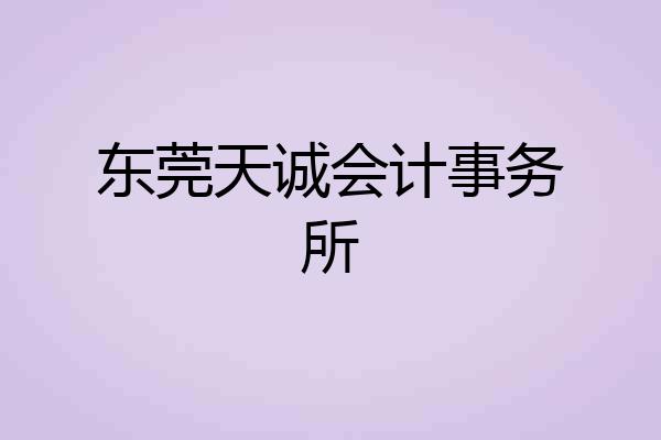 东莞天诚会计事务所