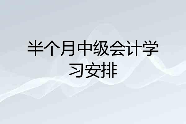 半个月中级会计学习安排