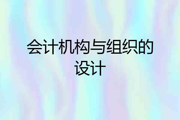 会计机构与组织的设计