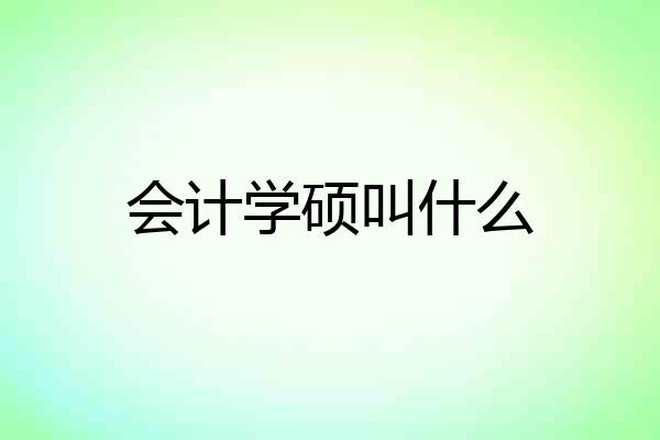 会计学硕叫什么