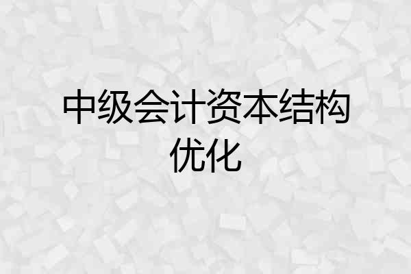 中级会计资本结构优化