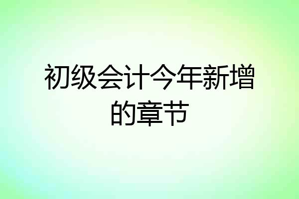 初级会计今年新增的章节