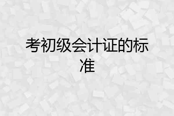 考初级会计证的标准