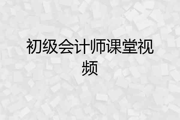 初级会计师课堂视频