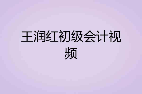 王润红初级会计视频