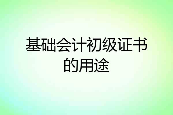 基础会计初级证书的用途