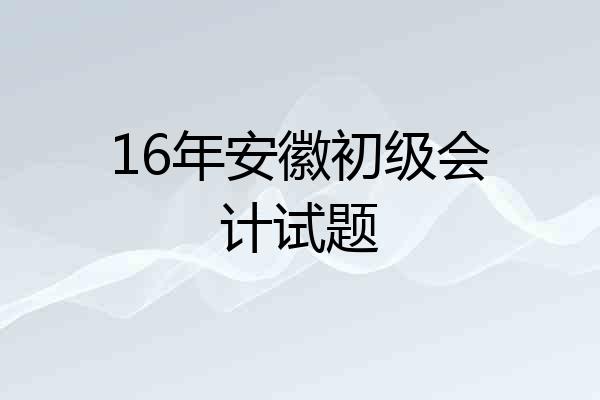 16年安徽初级会计试题