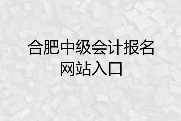 合肥中级会计报名网站入口