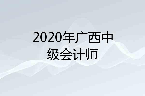 2020年广西中级会计师
