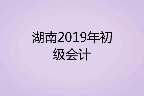 湖南2019年初级会计