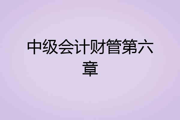 中级会计财管第六章