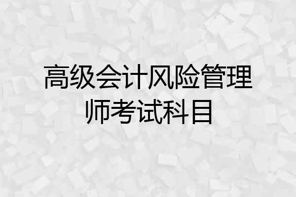 高级会计风险管理师考试科目