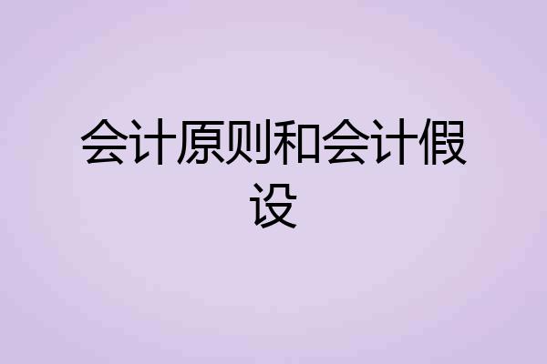 会计原则和会计假设