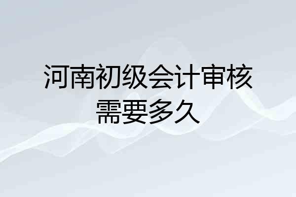 河南初级会计审核需要多久