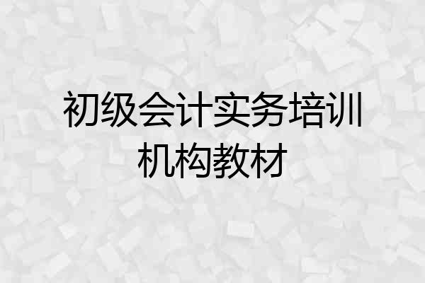 初级会计实务培训机构教材