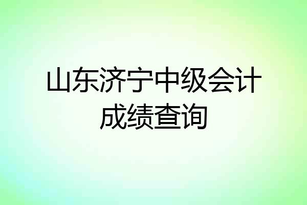 山东济宁中级会计成绩查询