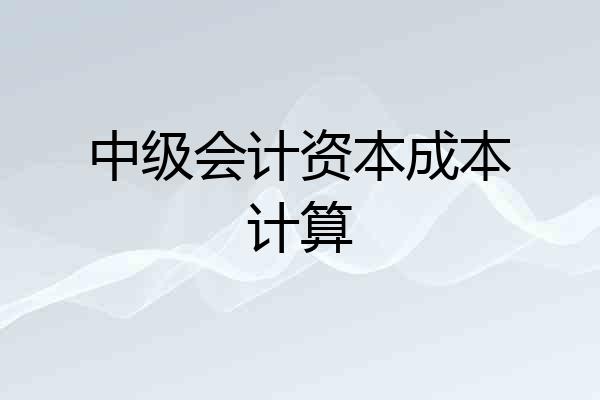 中级会计资本成本计算