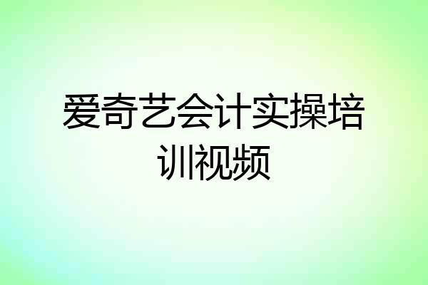 爱奇艺会计实操培训视频