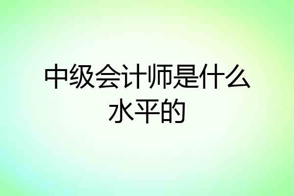 中级会计师是什么水平的