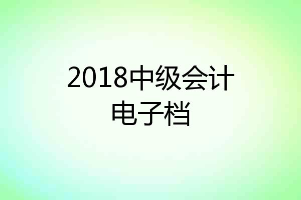 2018中级会计电子档