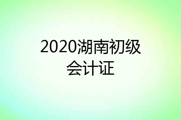 2020湖南初级会计证