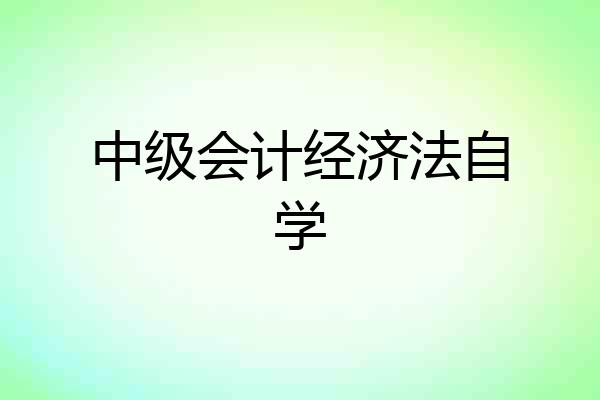 中级会计经济法自学