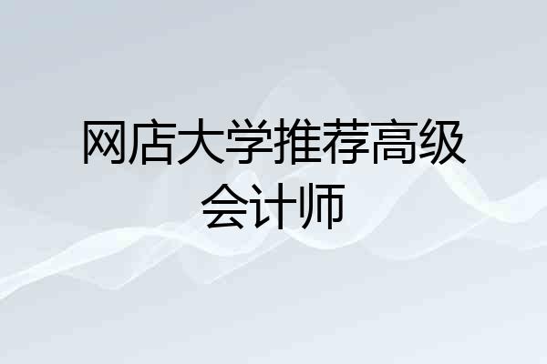 网店大学推荐高级会计师
