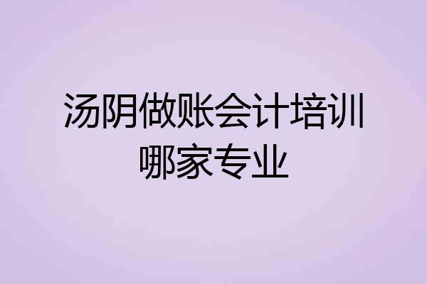 汤阴做账会计培训哪家专业