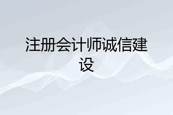 注册会计师诚信建设